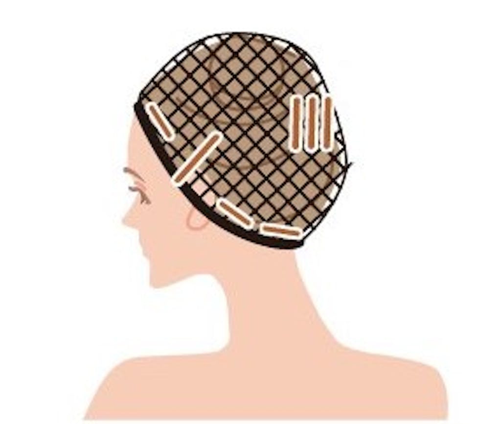 頭の形が丸くなるように髪の毛をまとめる