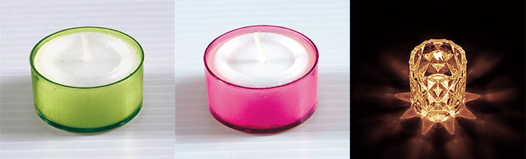 カラークリアカップティーライト グリーン/ピンク ロンバス(キャンドルホルダー)