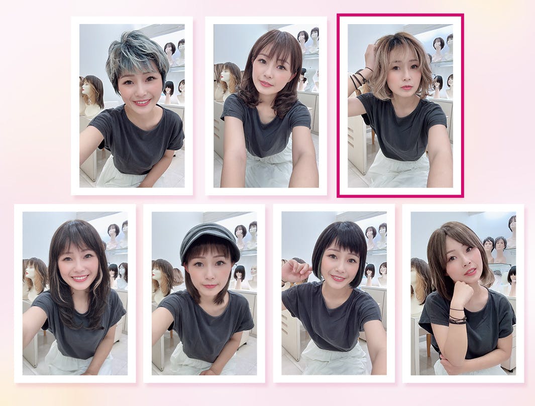 実際に投稿されたウィッグ七変化の画像